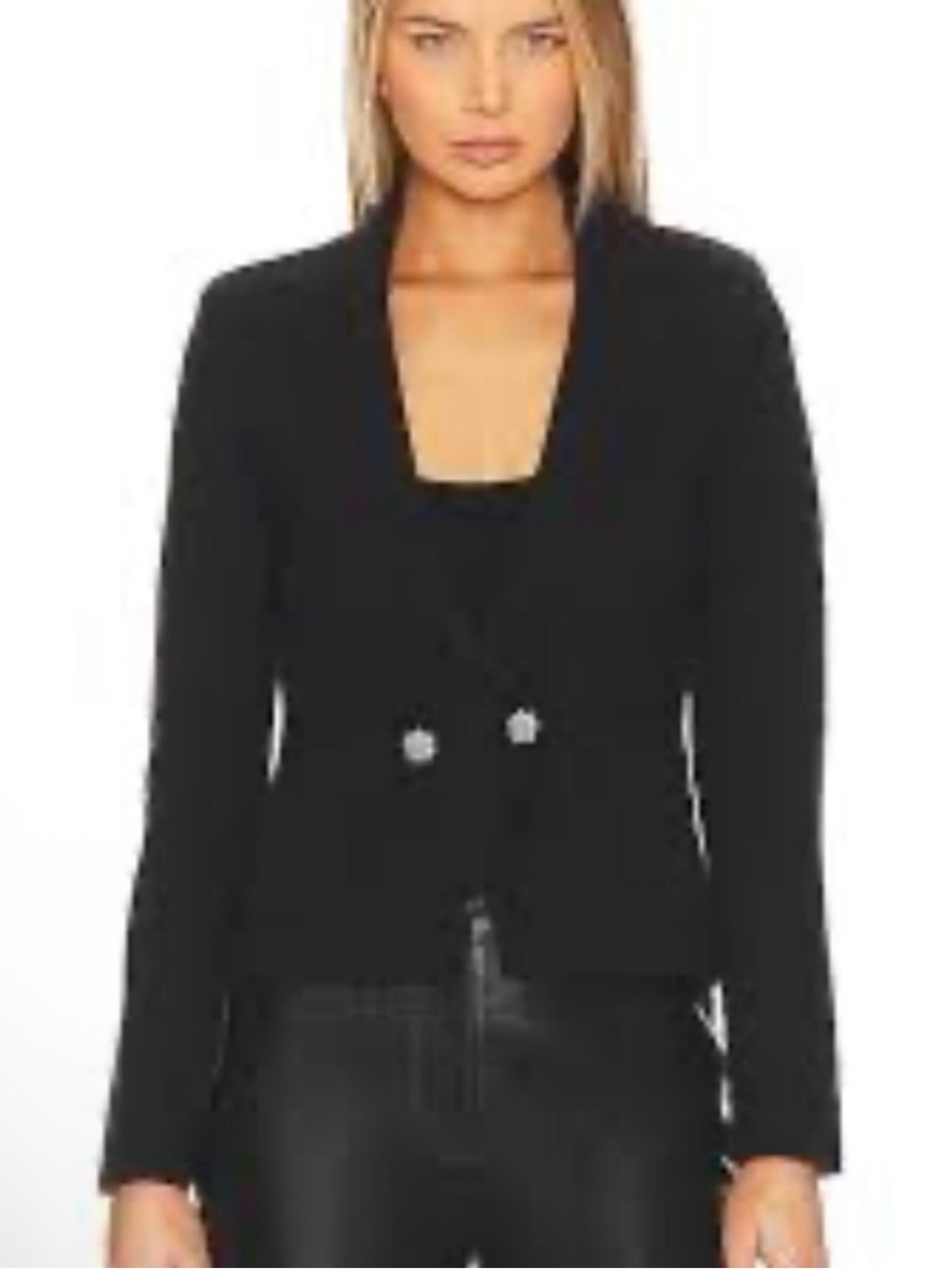 L'Agence Sofia Black Knit Blazer with Crystal Buttons NWT